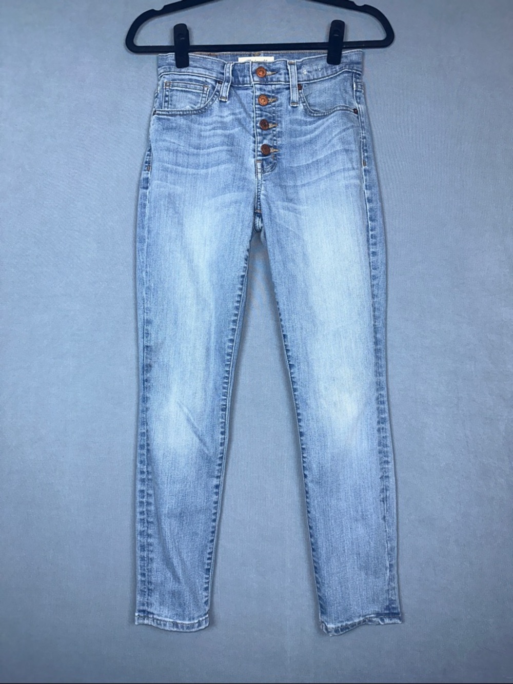 Madewell 9 Inch High Rise Skinny Crop Jeans Womens 25 Light Wash Button Fly